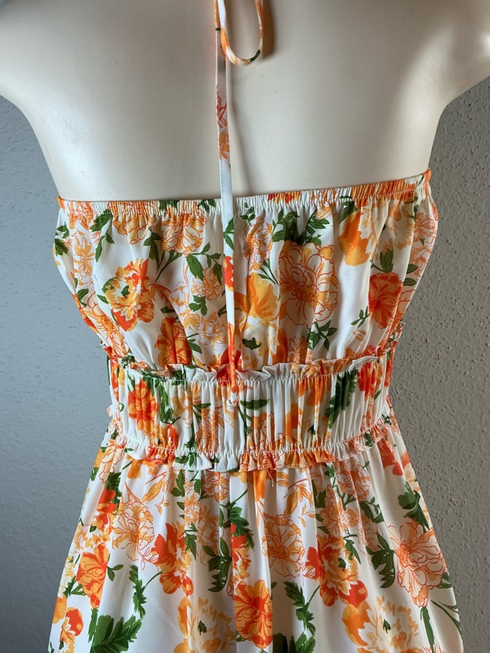 Sienna Sky White Halter Mini Dress with Orange Floral Print - Picture 6 of 8